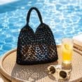 thumbnail image 7 of OCCOA Handmade Woven Beach Hollow Casual Handbag Large Capacity, Woven Tote Shoulder Bag for Summer Vacation, Boho Beach Accessory, Black, 7 of 7