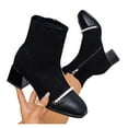 thumbnail image 4 of Taylonsss Women's Stretchy Knit Ankle Boots with Pearl Accent and Blocks Heel for Winter Comfortable Pointed Toe Back Zipper Boots for Casual Wear, 4 of 8