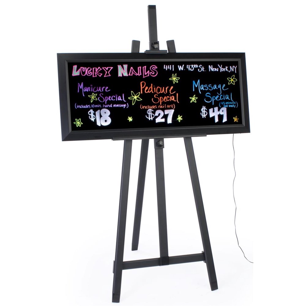 LED Illuminated Writeon Message Board with Markers and Floor Easel, 13