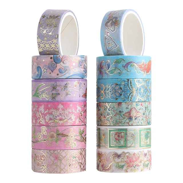 de 12 de cias Washi, de papel de enmascarar bronceadas para manualidades, tarjetas de álbum de recortes, envoltorio de