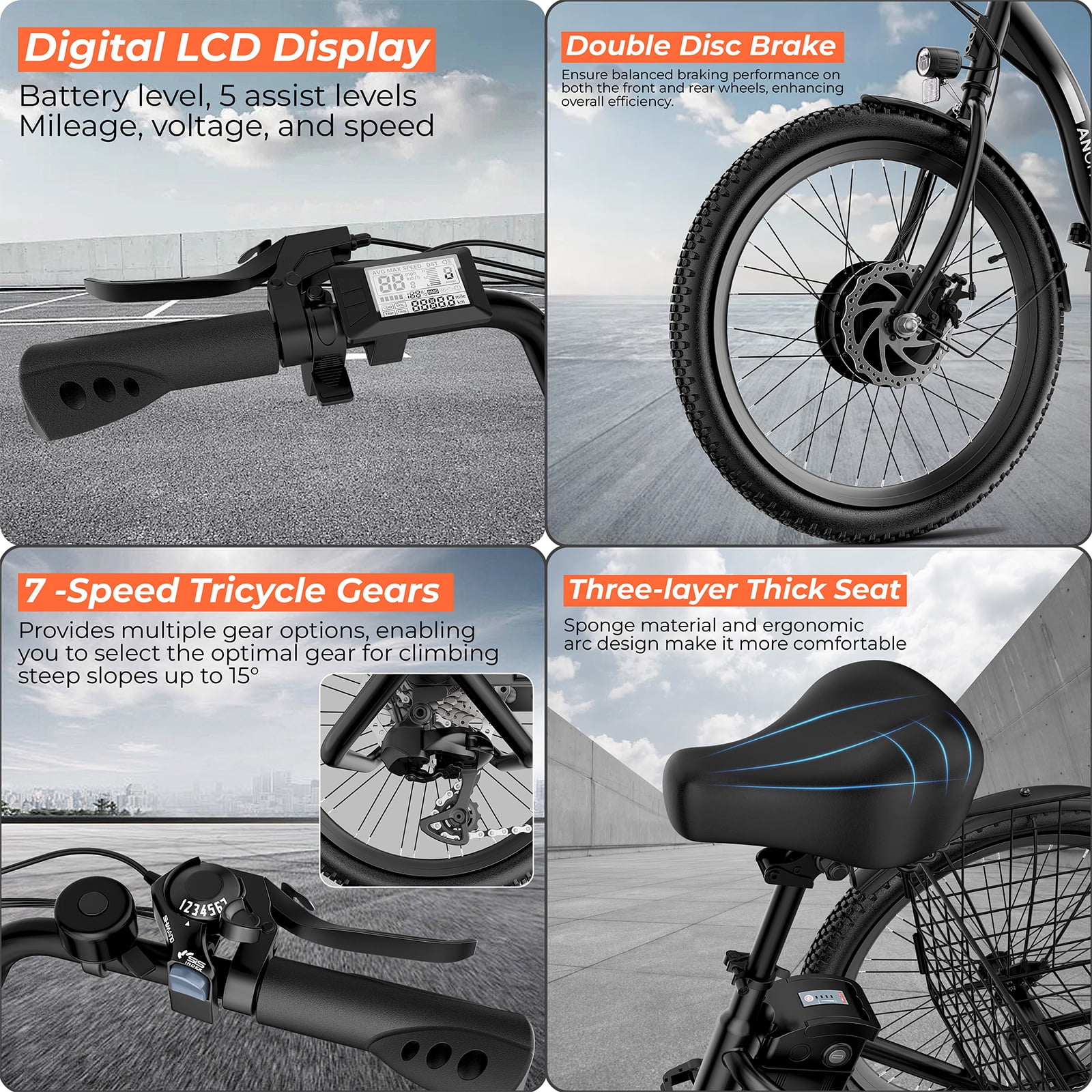 ANCHEER Electric Tricycle for Adults,24" Folding Electric Trike,3 Wheels Electric Bicycle Bikes,350W Step-Thru Etrike with 48V/499Wh Removable Battery,15.5MPH & 55Miles Electric Bike UL2849