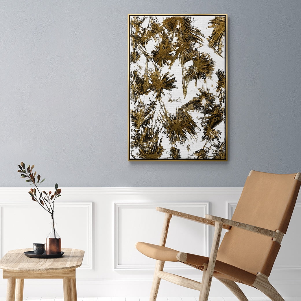 Fireworks Framed Premium Gallery Wrapped Canvas - Ready to Hang - 25 x 37 - Gold Floating Frame