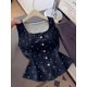 thumbnail image 5 of Blusa Sin Mangas Con Lunares Blancos Y Botones De Perla En Azul Marino, 5 of 30