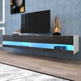 thumbnail image 1 of Canddidliike Wall Mounted Floating TV Stand with 20 Color LEDs for TV's up to 80", Dark Grey, 1 of 10