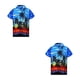 thumbnail image 4 of Jumpingount camisa de playa de manga corta de moda casual suelto impreso vacaciones palma de un solo pecho ropa de playa de gran tamaño para azul Azul/L 2piezas, 4 of 6