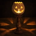 thumbnail image 6 of Byndra Fall White Pumpkin Candle Holder, Distressed Wood Pedestal Tealight Stand with Scalloped Rim, Vintage Thanksgiving Table Decor for Mantel, Dining Table, Entryway, 6 of 7