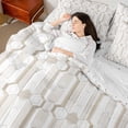thumbnail image 4 of Manfei Abstract Honeycomb Hexagon Twin Bedding Sets 7-Piece for Teens Boys Girls,Minimalist Geometric Bedding Comforter Set Microfiber,Mid Century Stripes Breathable Sheet Sets, 4 of 8