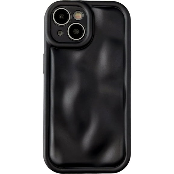 for iPhone 14 Pro Max Case, Water Ripple Wave Meteorite Bubble Pattern Chrome Plating Soft Compatible with iPhone Case (M Black,iPhone 14 Pro Max)