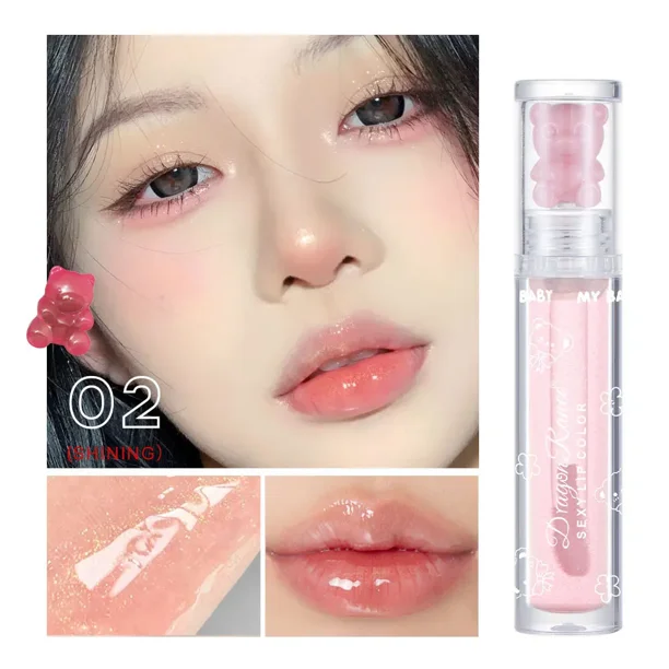 Lápiz labial con efecto espejo, hidratante, gelatinoso, para labios voluminizadores, duradero, brillante, brillo labial, tinte labial, maquillaje, esmalte de labios Bear Lip Glaze, cosméticos coreanos