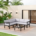 thumbnail image 2 of Stoog Patio Furniture Set, 6 Pcs Modular Outdoor Sofa Sets with Cushions, Outdoor Sectional Patio Conversation Set with Coffee Table for Backyard, Poolside, Black, 2 of 8