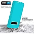 thumbnail image 4 of Galaxy S10 Plus Case Galaxy S10+ Case for Samsung Galaxy S10 Plus Case Military Drop Shockproof  Heavy Duty Rugged 3 in 1 Protection Cover for Galaxy S10 Plus S10+ Phone Case Teal+Light Green, 4 of 15