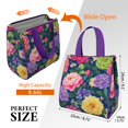 thumbnail image 3 of Pioneer Flower Floral Print Pattern Insulated Lunch Bag for Women & Adults,Large Portable Soft Cooler Lunch Bag,Thermal Food Storage Tote with Pearl Cotton,8.66L,8.75x5.75x9.5 Inch, 3 of 6