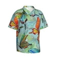 thumbnail image 2 of Balery Retro Seamless Flying Butterflies Print Men's Hawaiian Shirts Short Sleeve Beach Shirt Relaxed Fit Vacation Button Down Shirts-XX-Large, 2 of 9