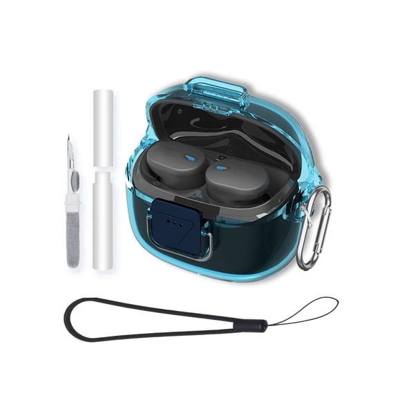 TPU Protective Case for JBL Tune Buds 2 Earbuds,Shockproof & Anti-Scratch Cover with Keychain,Lanyard & Cleaning Kit,Anti-Lost & Dustproof Protector for Tune Buds 2 Headphones cover-Blue