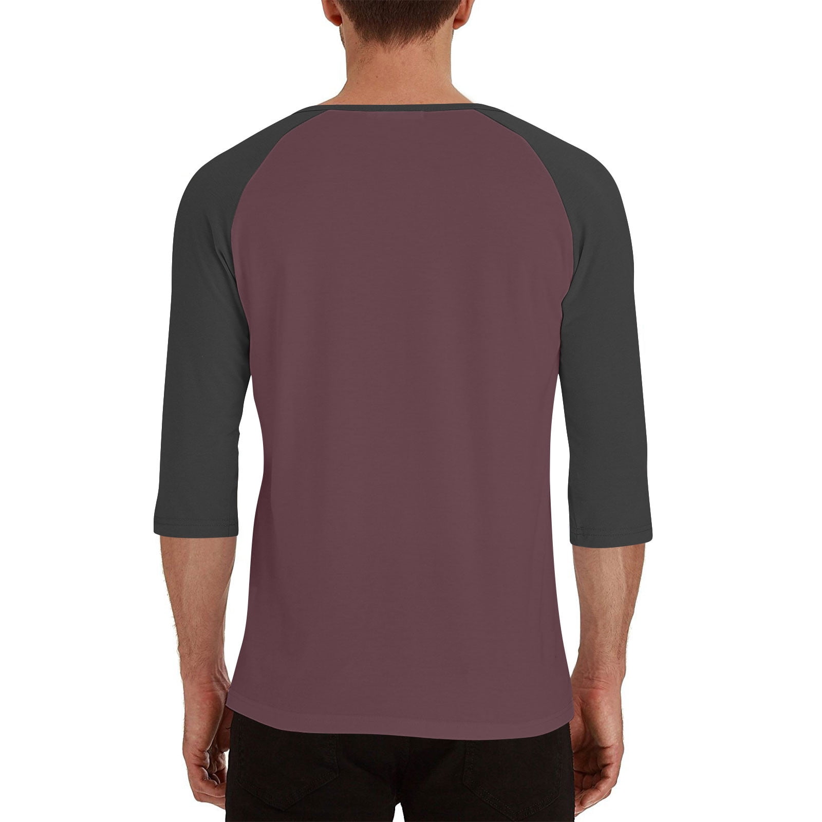 RYRJJ Henley Shirts for Men Raglan 3/4 Sleeve Baseball T-Shirts Color Block Summer Casual Cotton Sport Athletic Tee Tops(Wine,XL)