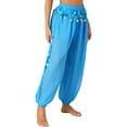 thumbnail image 2 of HULIJA Women's Belly Dance Trousers Side Split Sequin Shiny Harem Pants Sky Blue One Size, 2 of 7