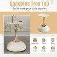 thumbnail image 6 of Round Side Table, Small Cream End Table with Metal Pedestal, Modern Martini Table for Small Space Living Room, Bedroom, Easy Assembly 15" x 21.6" Drink Table, 6 of 7