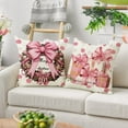 thumbnail image 3 of CHAO Juego de 4 fundas de almohada navideñas, regalo rosa, decoración de jardín, fundas de almohada Feliz Navidad en algodón y lino, 45 x 45 cm, 3 of 5