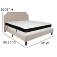 thumbnail image 4 of Flash Furniture Brighton King Size Tufted Upholstered Platform Bed in Beige Fabric with Memory Foam Mattress, 4 of 5