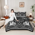 thumbnail image 4 of Homewish Vintage Damask Floral Bedding Comforter Set,Boho Style Twin Comforter Sets,White Black Bedding Set For Adults,Breathable Bedroom Decorative Reversible,2 Pieces, 4 of 8