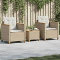 thumbnail image 1 of vidaXL 3 Piece Bistro Set with Cushions Beige Poly Rattan Acacia Wood, 1 of 5