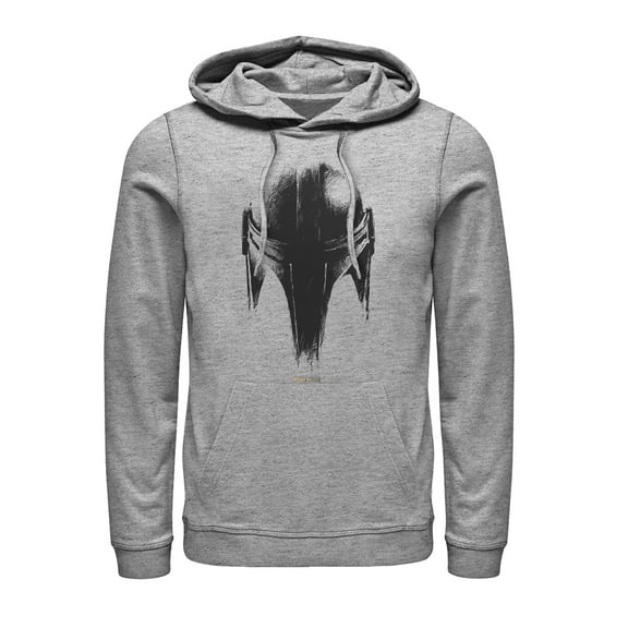 Men's Star Wars: The Mandalorian Metallic Helmet  Pull Over Hoodie Athletic Heather 2X Large