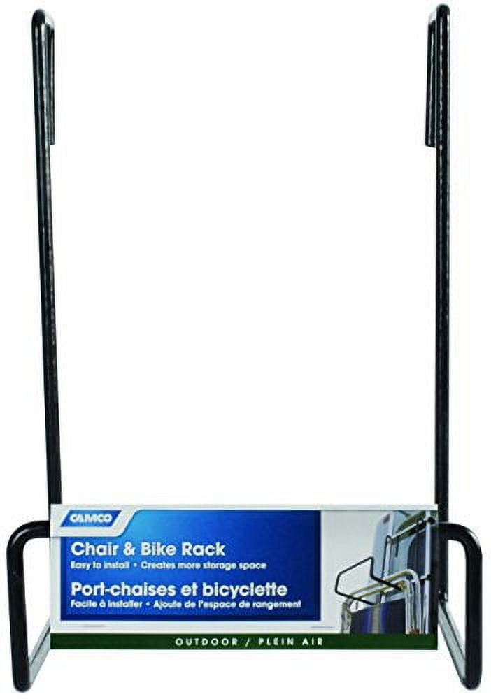 Camco Heavy Duty RV Ladder Chair and Bike Rack, Polymer-Covered Steel, Fits All Ladders, Holds Up to 4 Chairs (51490)