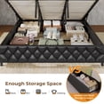 thumbnail image 3 of Afuhokles King Size Lift Up Storage Bed Frame with LED Storage Headboard and Charging Station, Upholstered Bed Frame, Hydraulic Storage, PU Black, 3 of 8