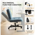 thumbnail image 3 of Wubio Swivel Armless Criss Cross Chair with Dual-Use Wheels,Cross-Legged Office Desk Chair,Vanity Chair,Rolling Computer Chair for Home-Gray Blue, 3 of 9