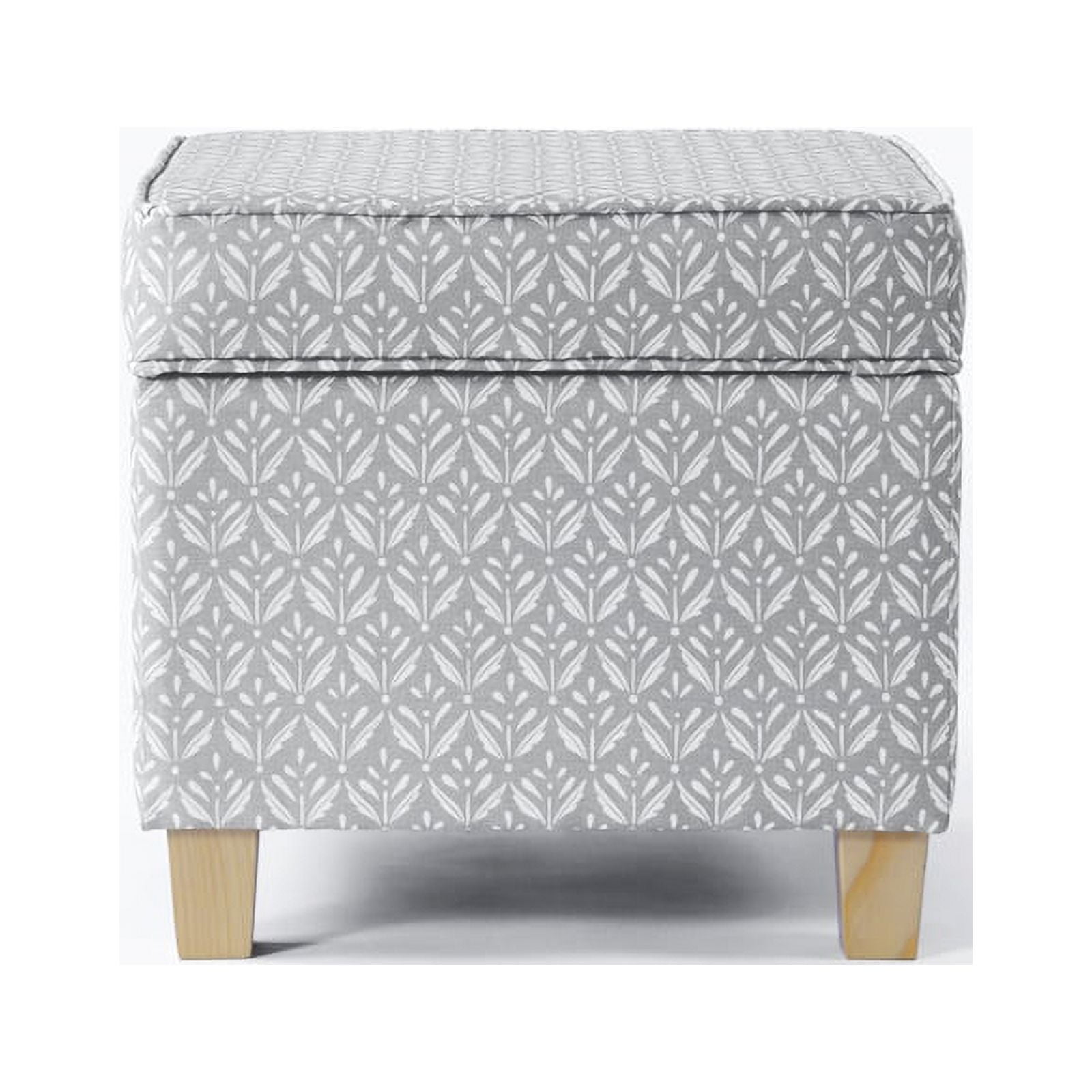 HomePop Square Storage Ottoman, Light Gray Print