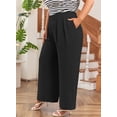 thumbnail image 6 of SHEWIN Womens Plus Size Pants Wide Leg Palazzo Pants Elasticized Back Waist Pleated Casual Work Trouser with Pockets 1X-5X, 6 of 10