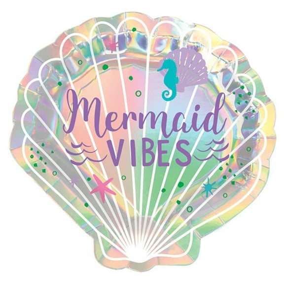 Mermaid Vibes Party Plates - Iridescent Sea Shell (Serves 8)