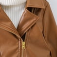 thumbnail image 7 of Boys Girls Spring Motorcycle Faux Leather Jackets with Oblique Zipper Autumn/Winter Lapel Zipper Leather Coat, 7 of 7