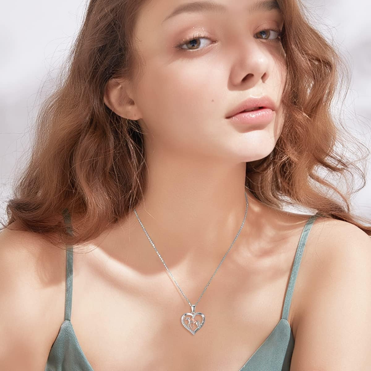 SOULMEET Horse Pendant Necklace Sterling Silver for Women Equestrian Pendant Embrace Horse Jewelry