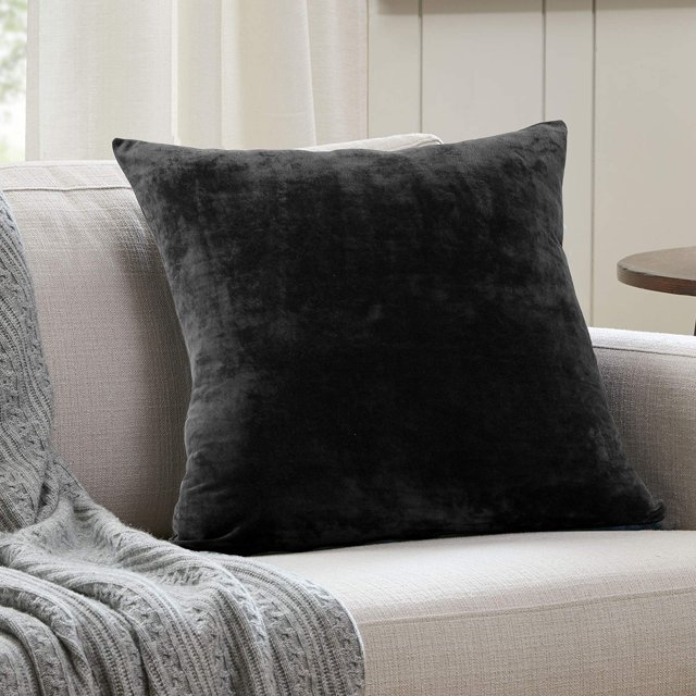 Funda de almohada EVOLIVE Euro Sham, 66 x 66 cm, suave microvisón negro