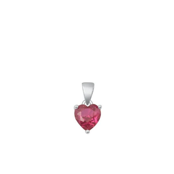 Sterling Silver Simulated Ruby Solitaire Pendant Heart Charm .925 New Jewelry Female Unisex