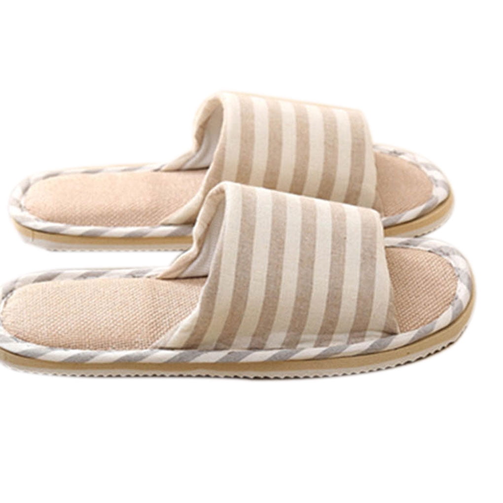 Open Toe Cotton Linen Slippers Men 