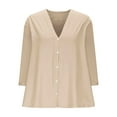 thumbnail image 6 of Fiaer Clearance,3/4 Sleeve Crochet Cardigan for Women,Womens Lightweight Plus Size Button down Sweater,Women's V Neck Loose Fit Soft Knitted Tops Beige XL, 6 of 6