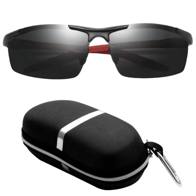 Mens Sports Polarized Sunglasses UV Protection Driving Fishing Semi-rimless Running Cycling Glasses Al-Mg Metal Frame 