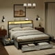 thumbnail image 1 of Bed frame with storage headboard and 4 drawers LED light metal platform noiseless mattress base with sturdy metal slats support My Lux Decor Round, 1 of 9