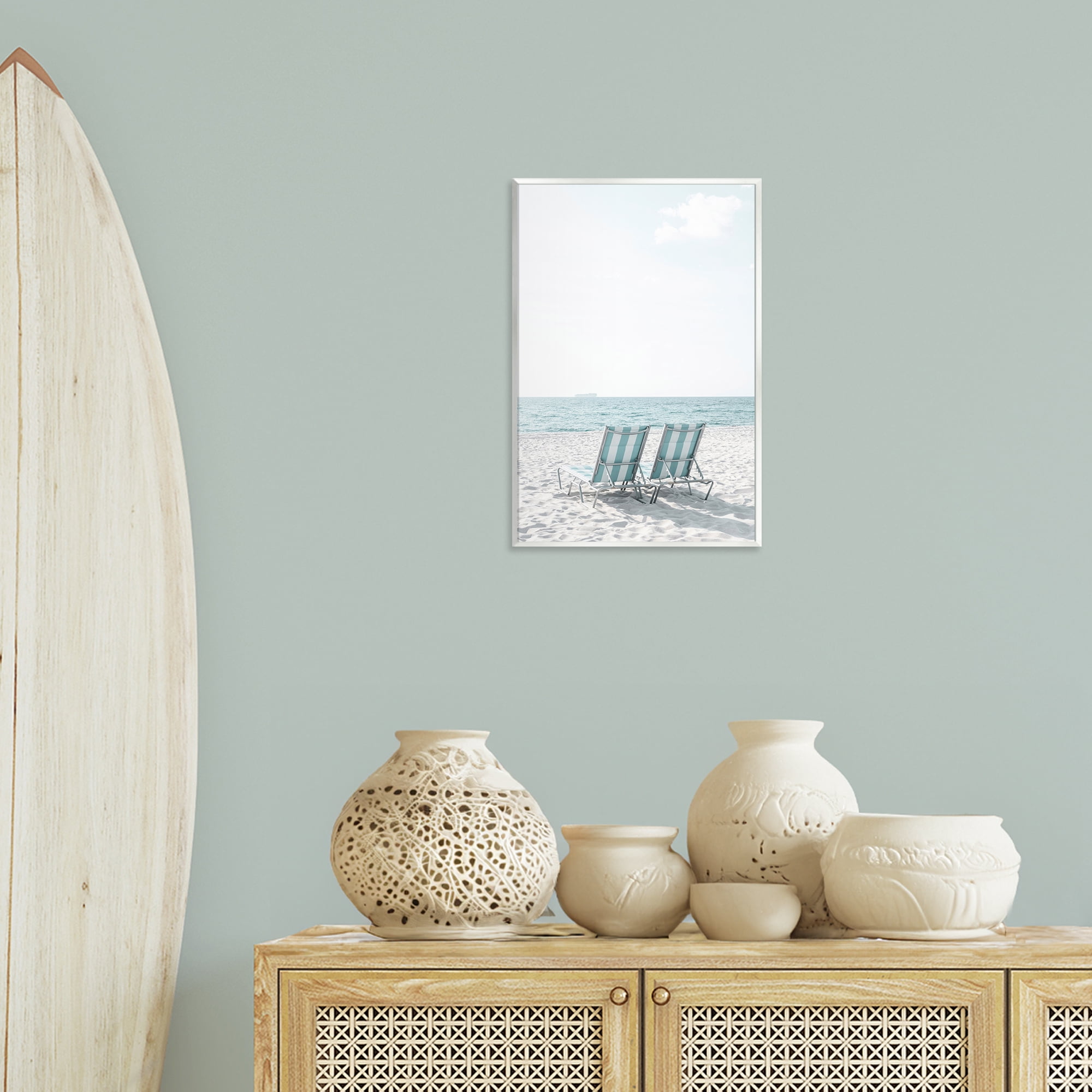 Stupell Industries Soothing Blue Beach Chairs Nautical & Beach Photography Unframed Art Print Wall Art, 13 x 19