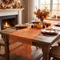 thumbnail image 5 of Halloween Lace Square Table Runner, Maple Leaf Pumpkin Patterned Tablecloth, for Fall Dining Room Living Room Decor, for Seasonal Homeowners and Hosts, Saffron, 5 of 8