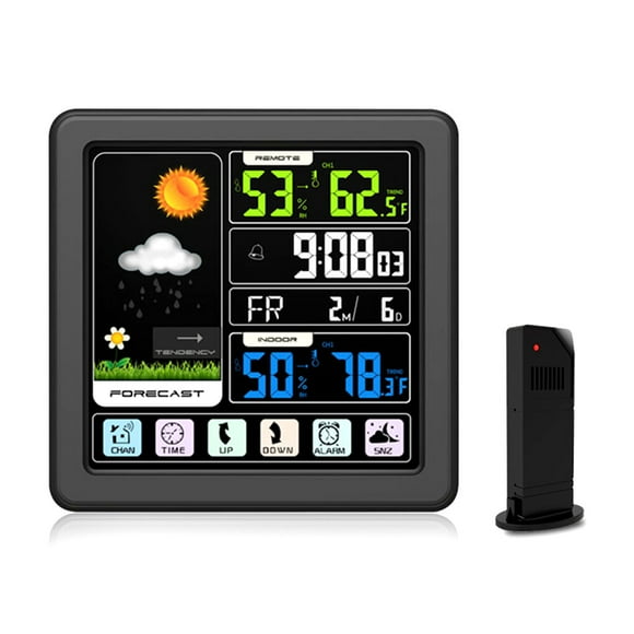 Langgg Wireless Weather Station with Outdoor Sensor Touchscreen Alarm Clock Indoor Nursery Thermometer Office Greenhouse Temperature