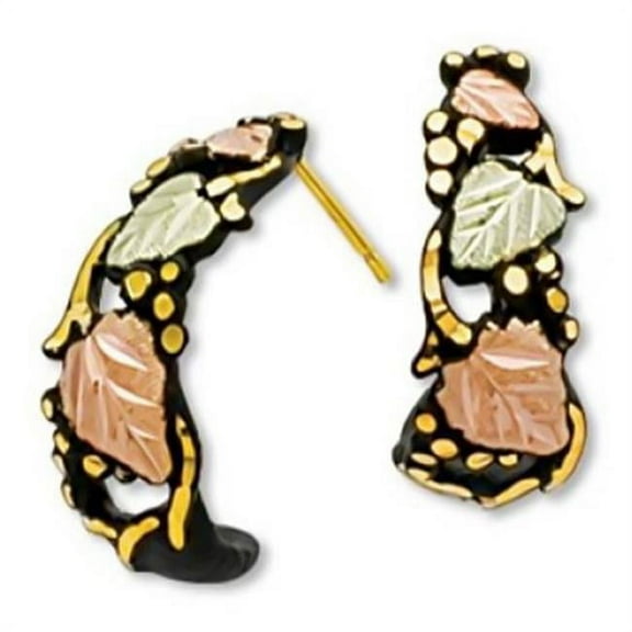 Landstroms G LER560P Black Hills Gold Powder Coated Leaf Hoop Earrings