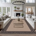 thumbnail image 4 of Black Brown Greek Key Large Area Rugs for Bedroom Living Room, Soft Non Slip Carpet Bedside Rug, Geometric Greece Ancient Farmhouse Geo Rectangular Floor Cover Kitchen Accent Rug 6'x9' for Office, 4 of 9
