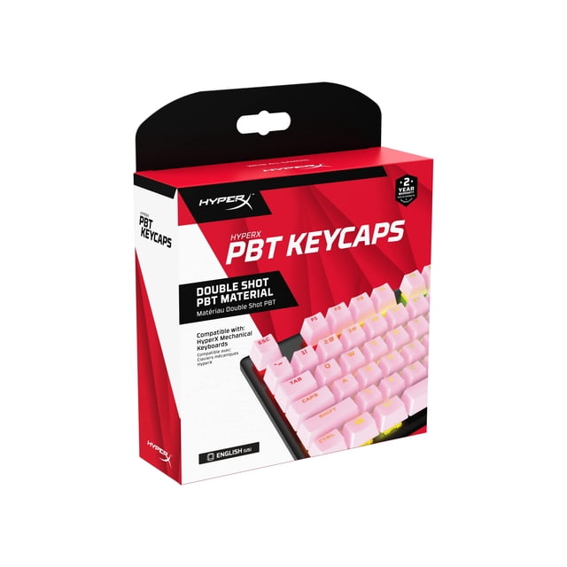 Juego completo de teclas Keycaps HyperX PBT, diseño en inglés (EE. UU.), color rosa