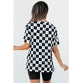thumbnail image 2 of Women's Black Western Fashion Checkerboard Print Side Split T-Shirt - [ZhiHiMeRi] | (US 12-14)L, 2 of 12