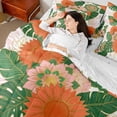 thumbnail image 4 of Erosebridal Chic Flower Bedding Comforter Set for Girls, Tropical Palm Tree Leaves Queen Bedding Sets, Reversible, 7-Piece, 4 of 5