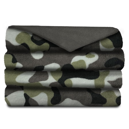 Sunbeam Heated Electric Throw Blanket, Microplush, Camouflage