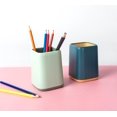 thumbnail image 1 of Multipurpose Utility Wooden Pen Holder, Fashion Design Desk Organizer for Office, Classroom, Home Study (Light Green, Blue, 2PCS), 1 of 7